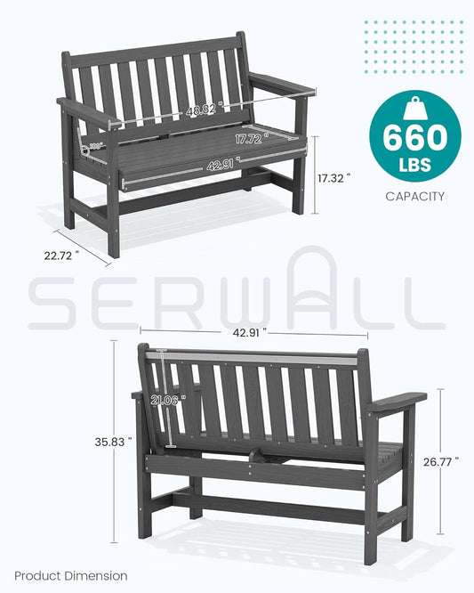 Weatherproof Two-Person Outdoor Bench With High Weight Capacity