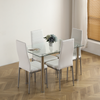 Rectangular Glass Dining Table with Stainless Steel Legs