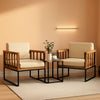 Three-Piece Acacia Wood Patio Chair Set with Cushioned Seats, Beige