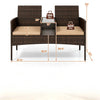 2-Seat PE Wicker Patio Loveseat with Storage Table