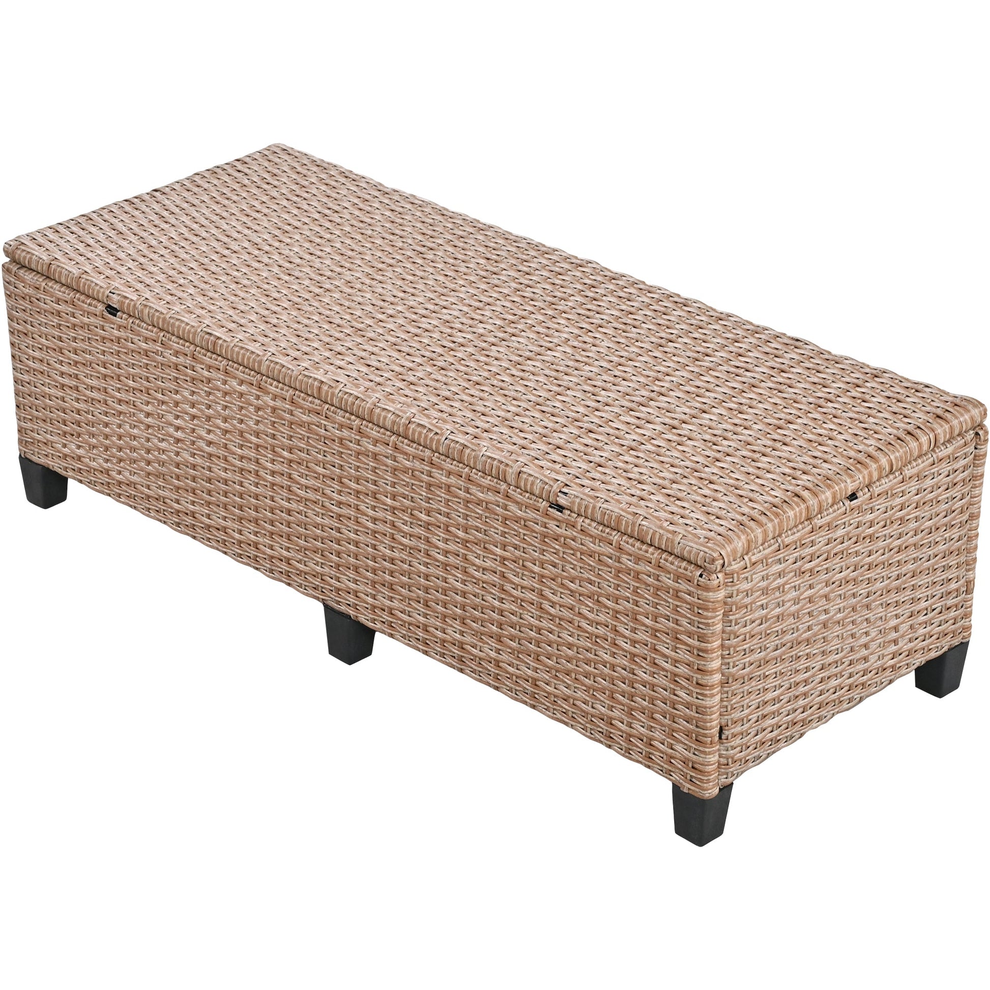 Rattan L-Shaped Patio Sectional — 5-piece outdoor wicker sectional sofa set with cushions