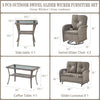 5-Piece Outdoor Patio Set, Gray Wicker Swivel Rockers