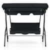 Three-Seat Canopy Porch Swing with Cushions, Black Steel