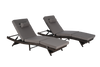 Outdoor Wicker Chaise Lounge with Adjustable Backrest, Armrests and