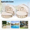 Outdoor Wicker Daybed with Adjustable Backrest, Cushions and Canopy