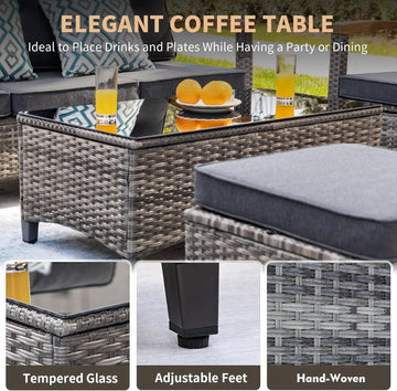 Outdoor Rattan Patio Furniture Set with Swivel Rockers
