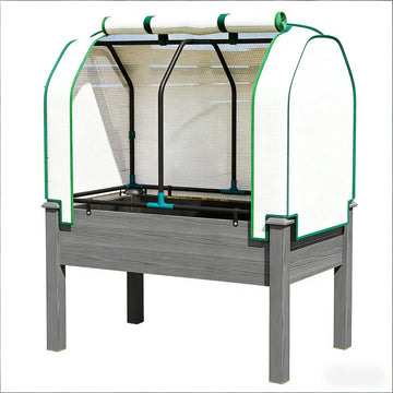 Raised Garden Bed Planter with Roll-Up Cover, Dark Gray