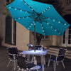 9ft Solar LED Patio Umbrella — Cerulean Blue