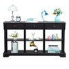 Retro Console Table with 3 Drawers and Open Shelves, Black