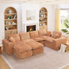 Modern Boucle L-Shaped Sectional Sofa with Two Moveable Ottomans,