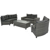 8-Piece Outdoor Wicker Sectional Sofa Set, Gray with Cushions