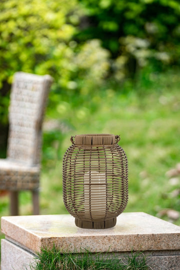 Rattan Decorative Lantern with LED Candle, 8.7 × 11.8 in