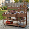 Outdoor Kitchen Cart — Solid Wood with Stainless Top
