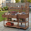 Outdoor Kitchen Cart — Solid Wood with Stainless Top