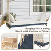 Acacia Wood Porch Swing Chair, Gray, with Cushioned Seat for Patio