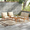 Acacia Wood Patio Set with Cushions and Coffee Table