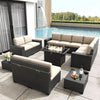 13-Piece All-Weather Wicker Patio Set with Fire Pit Table