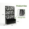 Leaf Pattern Metal Privacy Screen with Built-In Planter Box