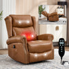 Genuine Leather Swivel Rocker Recliner with Heat & Massage