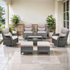 7-Piece Swivel Rocker Patio Set with Coffee Table & Ottomans
