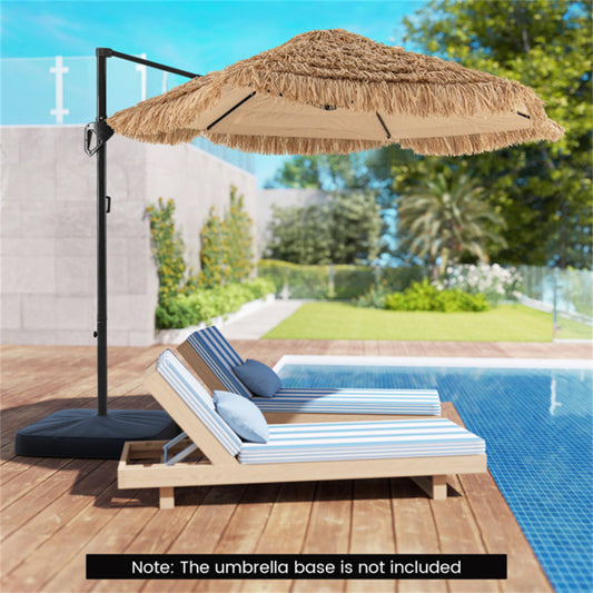 9.5Ft Tropical-Style Thatch Patio Umbrella, Natural Black