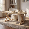Natural Oak Veneer Dining Table with X-Base Legs