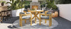 5-Piece Acacia Wood Round Outdoor Dining Set with Armchairs