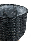 Set of 3 Black Woven Rattan Basket Planters on Wood Legs