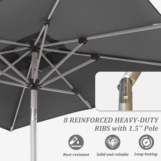 Rectangle Patio Umbrella With Crank Lift And Tilt Function