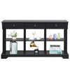 Retro Console Table with 3 Drawers and Open Shelves, Black