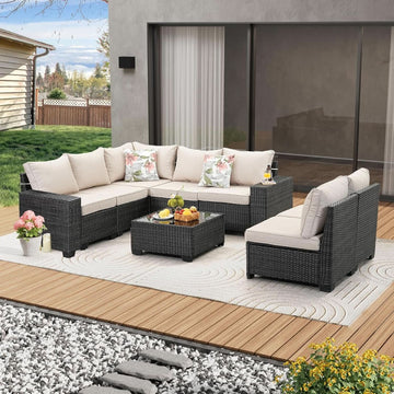 All-Weather Wicker Outdoor Sectional Sofa Set with Cushions