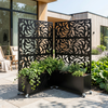 70.87Inch Hx46.06Inch W Leaf Pattern Privacy Screen With Planter Box