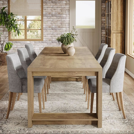 Oak 86 Inch Long Narrow Dining Table With Pedestal Base-4