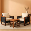 3-Piece Wicker Patio Set with Acacia Wood Coffee Table