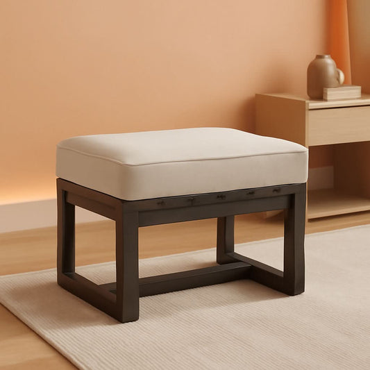 Natural Cedar Outdoor Patio Ottomans with Removable Cushions