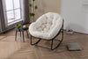 Hand-Woven Rattan Rocking Chair with Cushion, White