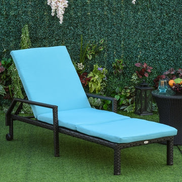 Outdoor PE Rattan Wicker Sun Chaise Lounger Recliner Garden