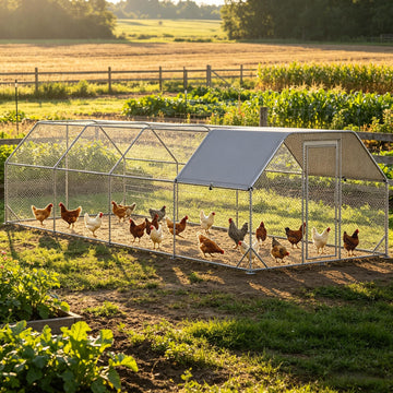 9.2' X 24.9' X 6.4' Large Chicken Coop Metal Chicken Run With
