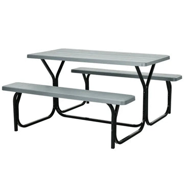 Gray HDPE Picnic Table & Bench Set