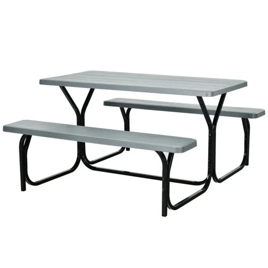 Gray HDPE Picnic Table & Bench Set
