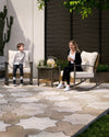 3-Piece Rocking Wicker Patio Conversation Set with 2-Tier Table