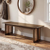 Walnut Rubberwood Dining Bench with Rattan Weave