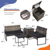 Wicker 4-Piece Conversation Set with Cooler Storage Box