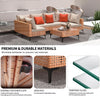 5-Piece Outdoor Patio Set, Salmon Orange Wicker Sectional