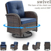 6-Piece Patio Conversation Set, Brown Wicker with Blue Cushions