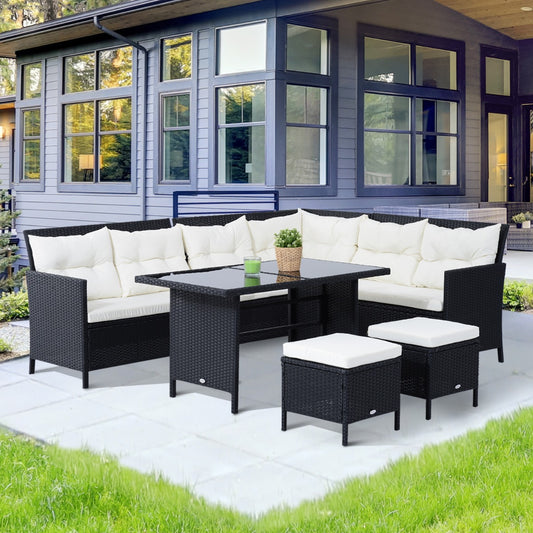 Rattan Lounge &amp; Dining Set — 6 Piece