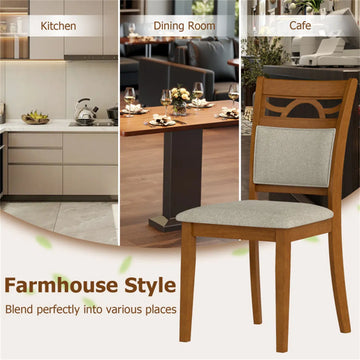 Ergonomic Padded Dining Chair, Rubber Wood Frame (Set of 2)