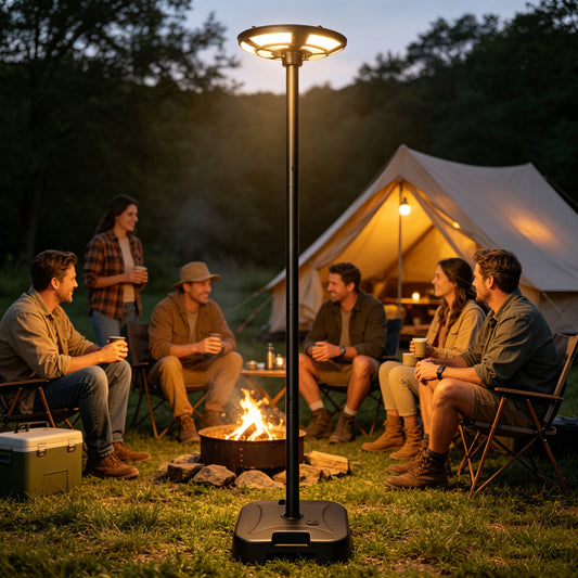 Solar UFO LED Street Lamp with Pole, Matte Black