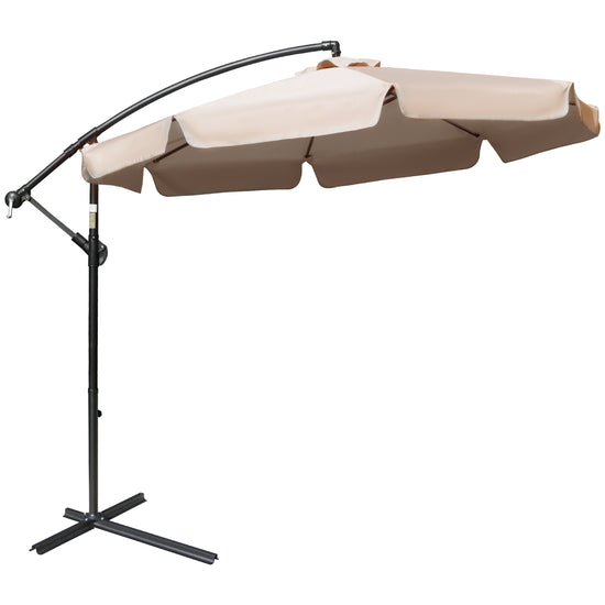 Cantilever Banana Parasol — 2.7m with Cross Base, Light Brown