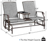 Two-Seat Outdoor Glider Bench with Center Table
